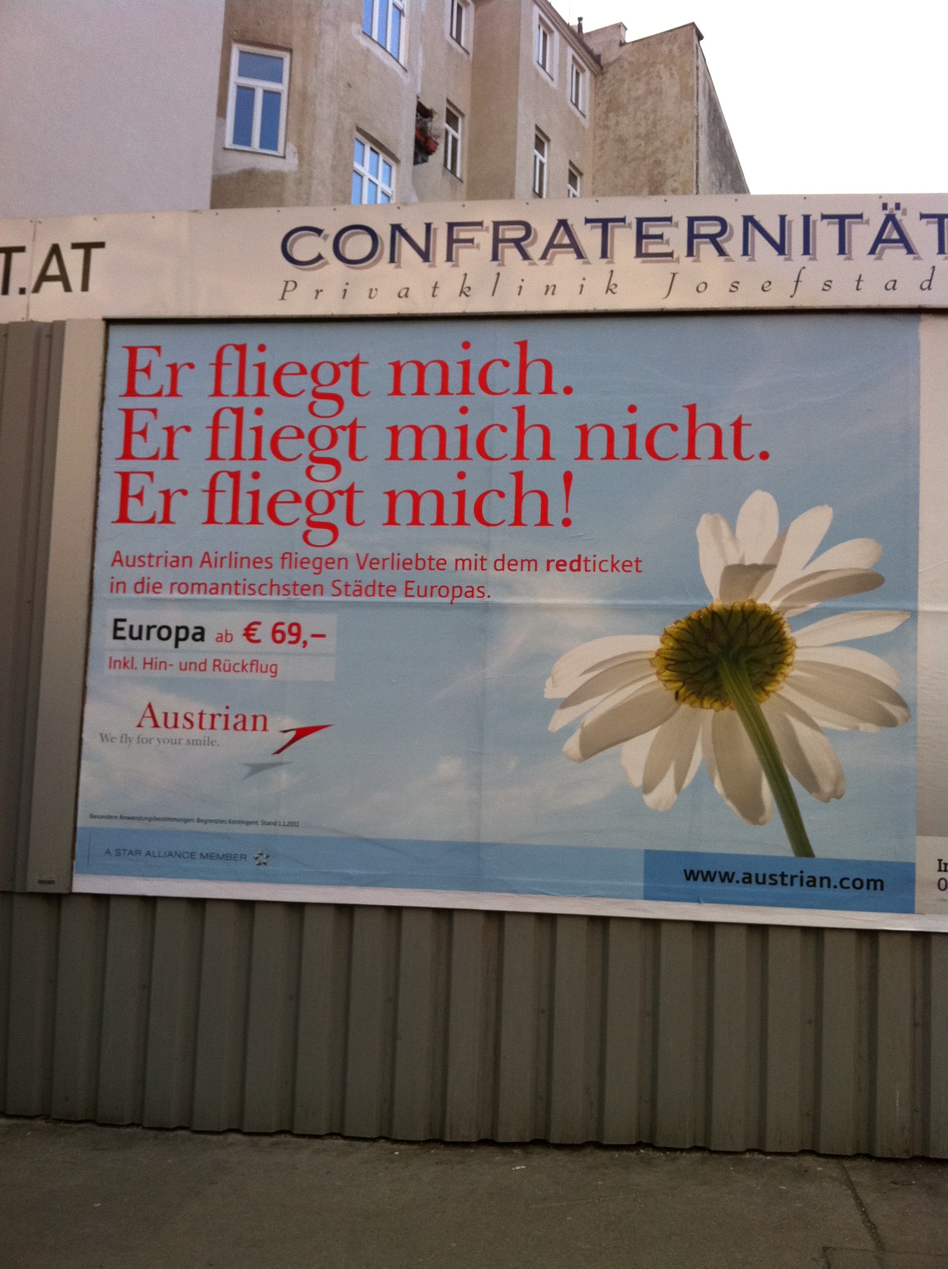 AUA Plakat "Er fliegt mich"