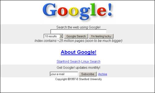 Google im Jahr 1997