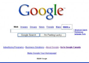 Google mit Optionen beim Suchfeld